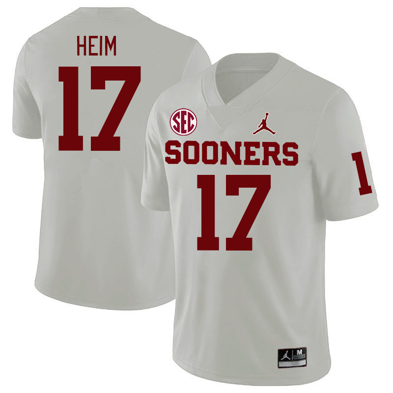 Men #17 Taylor Heim Oklahoma Sooners 2024 SEC Conference College Football Jerseys-White